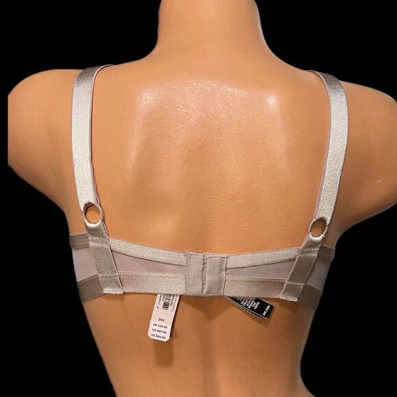 Victorias Secret Set Very Sexy Unlined Metallic mesh Balconette bra beige gold - Picture 2 of 3